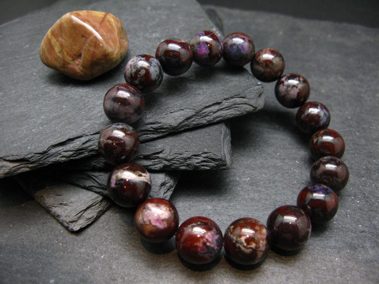 Bustamite Genuine Bracelet ~ 7.5 Inches ~ 12mm Round Beads