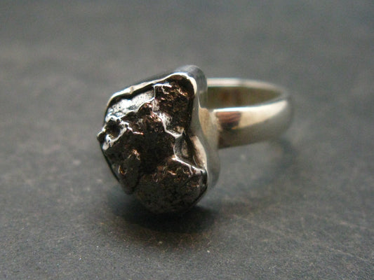 Large Meteorite Campo Del Cielo Sterling Silver Ring From Argentina - 4.72 Grams - Size 6.25