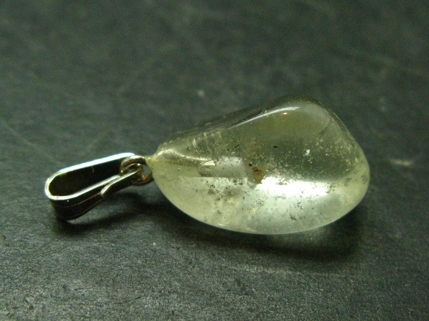 Gem Libyan Desert Glass Tektite Pendant Sterling Silver from Libya - 1.0" - 1.9 Grams