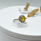 Yellow Sapphire Halo Ring | Sterling Silver, September Birthstone (Size 8)