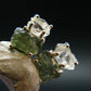 Moldavite & Herkimer Diamond Silver Stud Earrings - 0.4" - 2.52 Grams