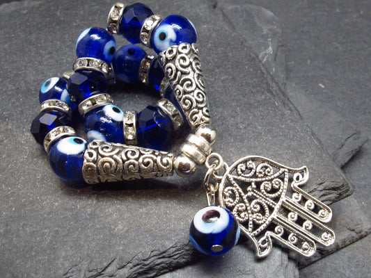 Evil Eye Genuine Bracelet ~ 7 Inches ~ Mixed Beads