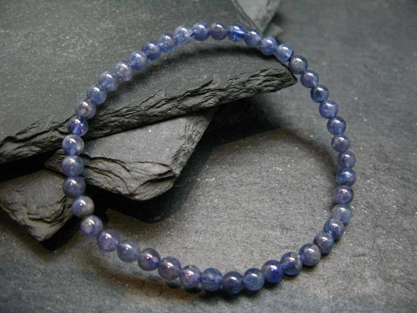 Tanzanite Genuine Bracelet ~ 7 Inches ~ 4mm Round Beads