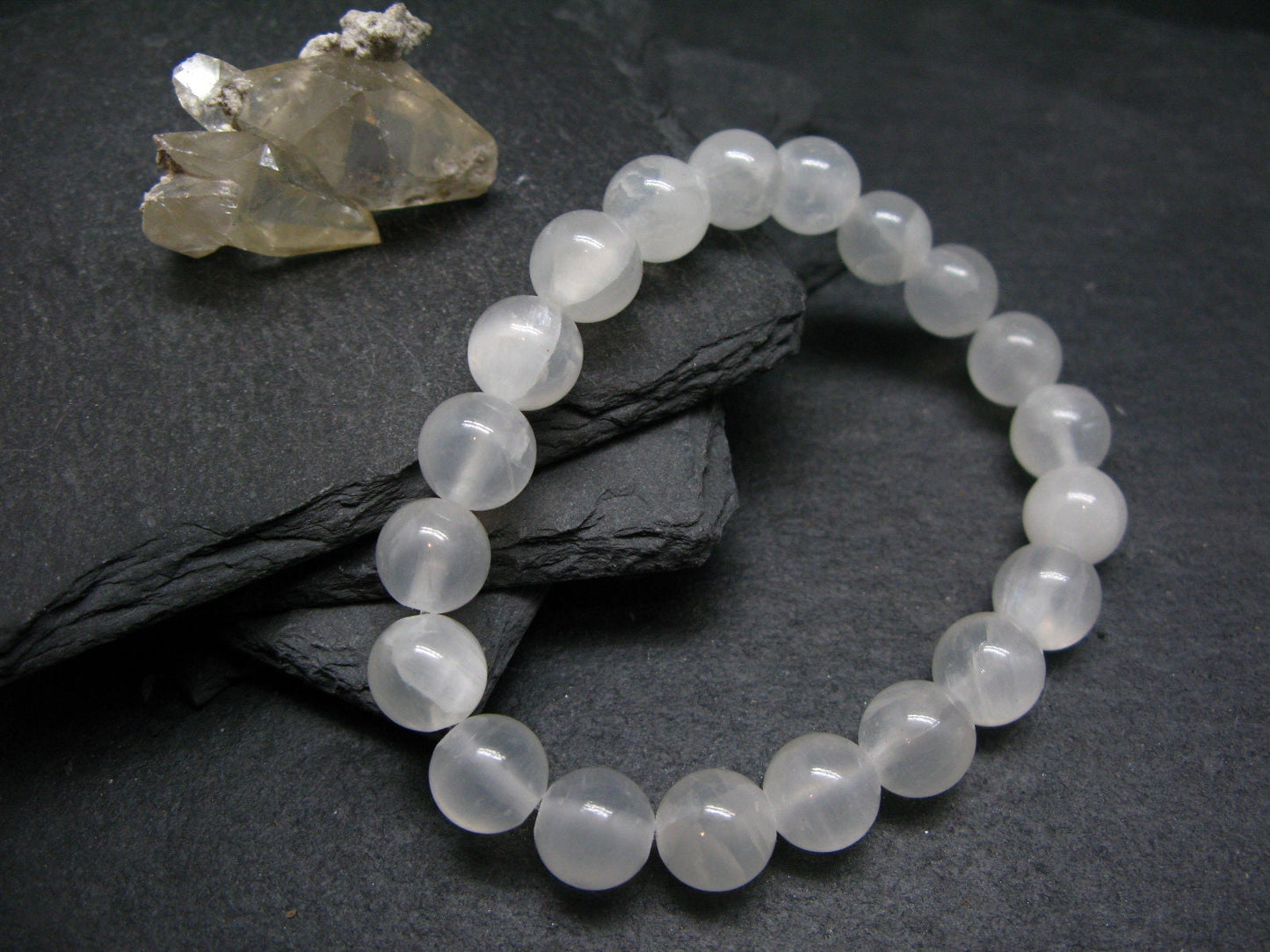 White Calcite Genuine Bracelet ~ 7 Inches ~ 10mm Round Beads