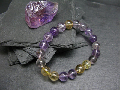 Ametrine Genuine Bracelet ~ 7 Inches ~ 10mm Round Beads