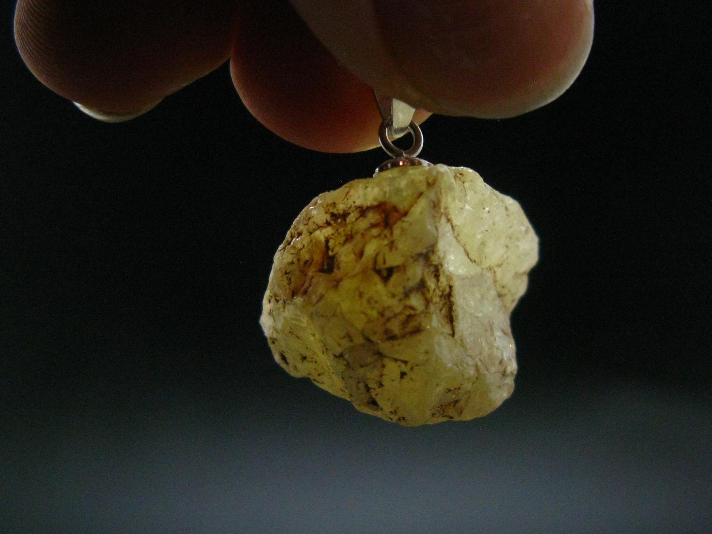 Large Natural Agni Gold Danburite Sterling Silver Pendant from Tanzania - 1.1" - 5.12 Grams