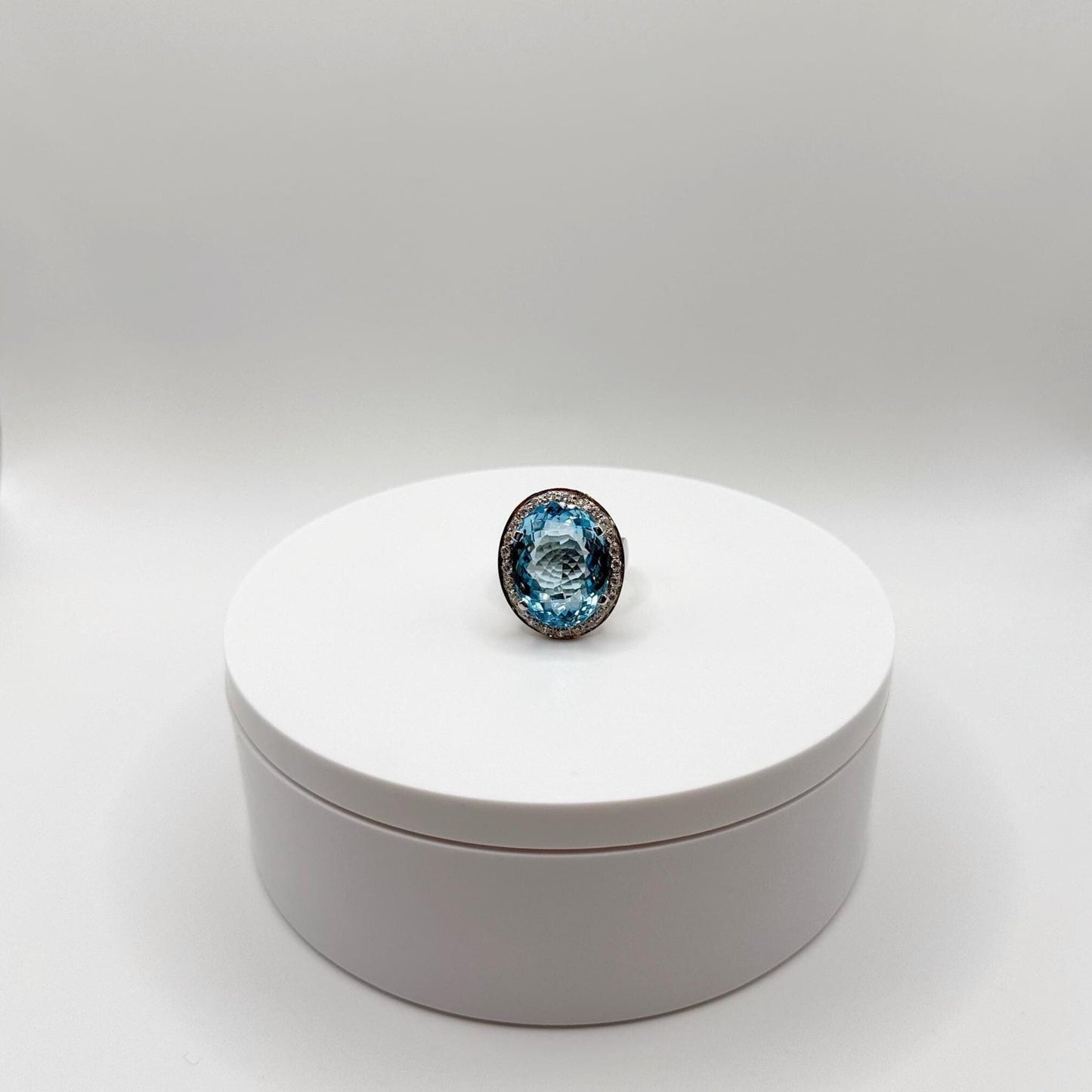 Swiss Blue Topaz Oval Ring – Regal Glow & Refined Beauty - Size 10