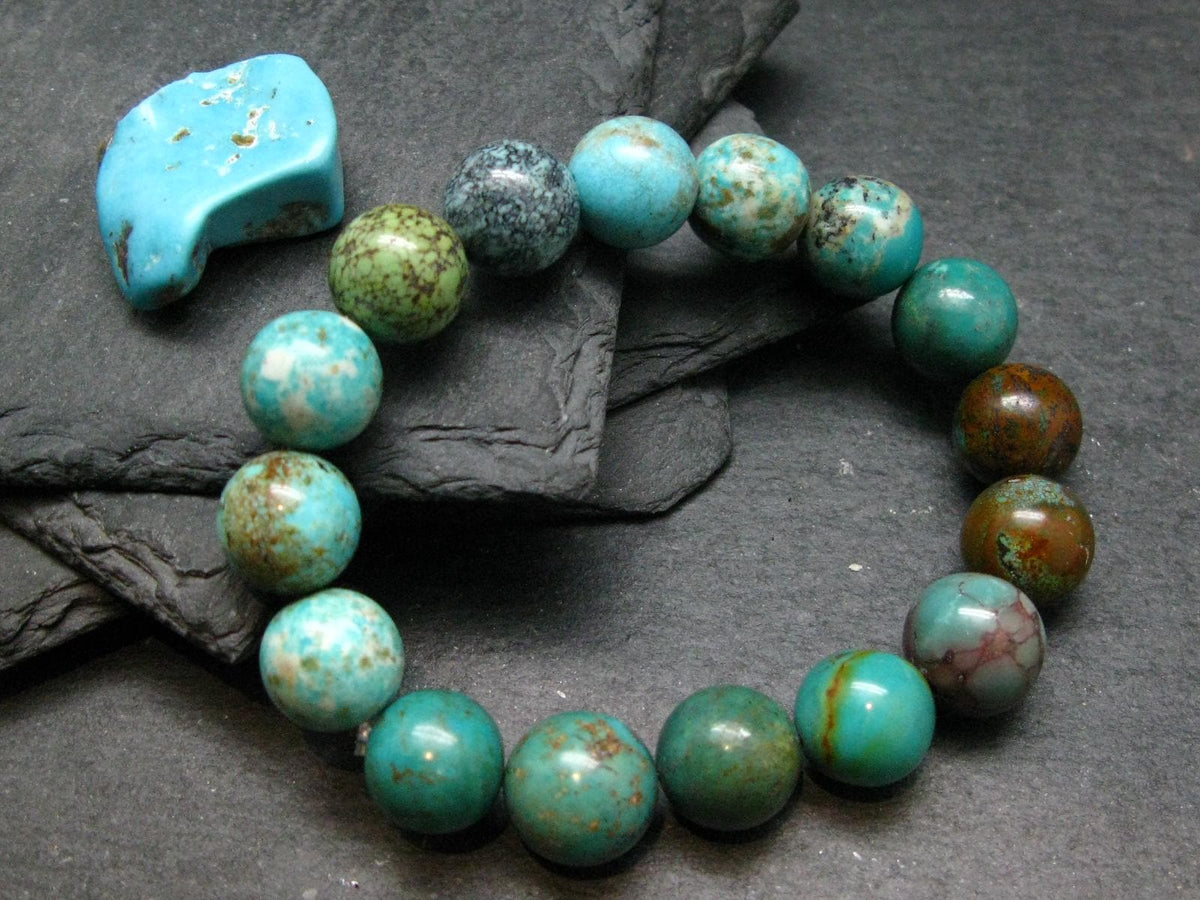 Turquoise Genuine Untreated Bracelet ~ 7 Inches ~ 12mm Round Beads