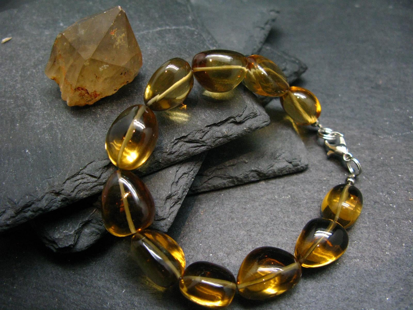 Citrine Genuine Unheated Bracelet ~ 7 Inches ~ 15mm Tumbled Beads