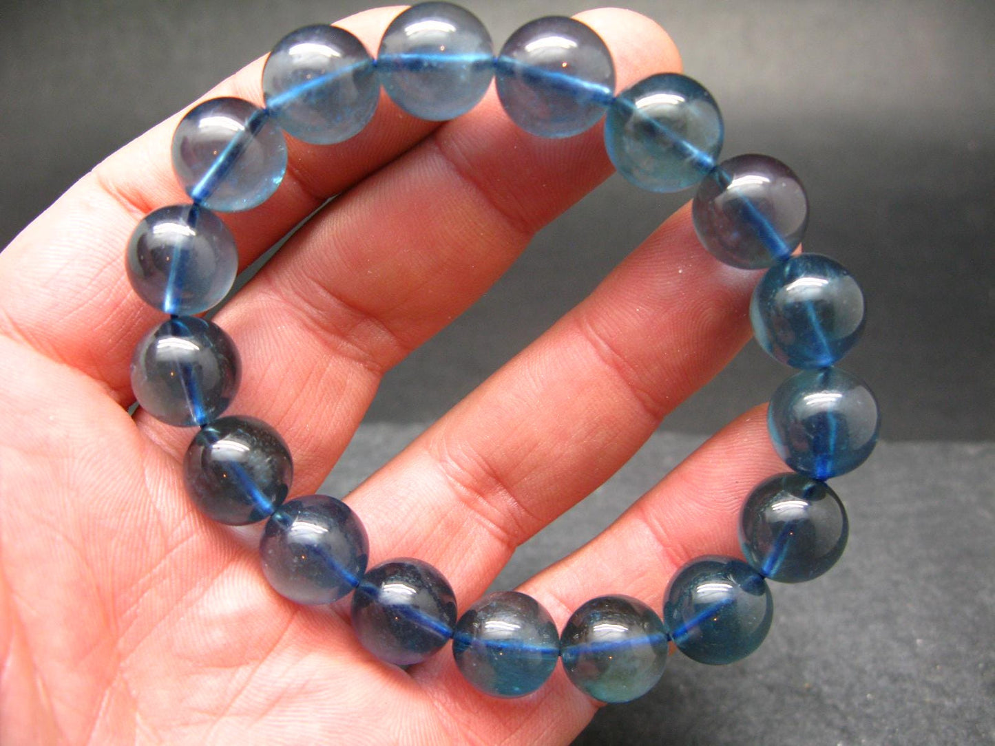 AAA Grade Gem Santa Maria Aquamarine Genuine Bracelet ~ 7.5 Inches ~ 13mm Round Beads