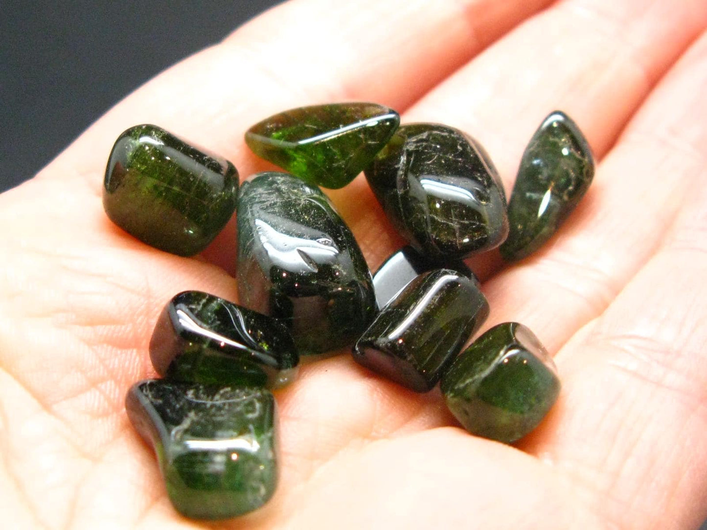 Rare Lot of 10 Green Tourmaline Tumbled Stones From Brazil - 60.75 Carats