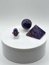 Beautifully Oval Charoite Sterling Silver Ring - Size 7
