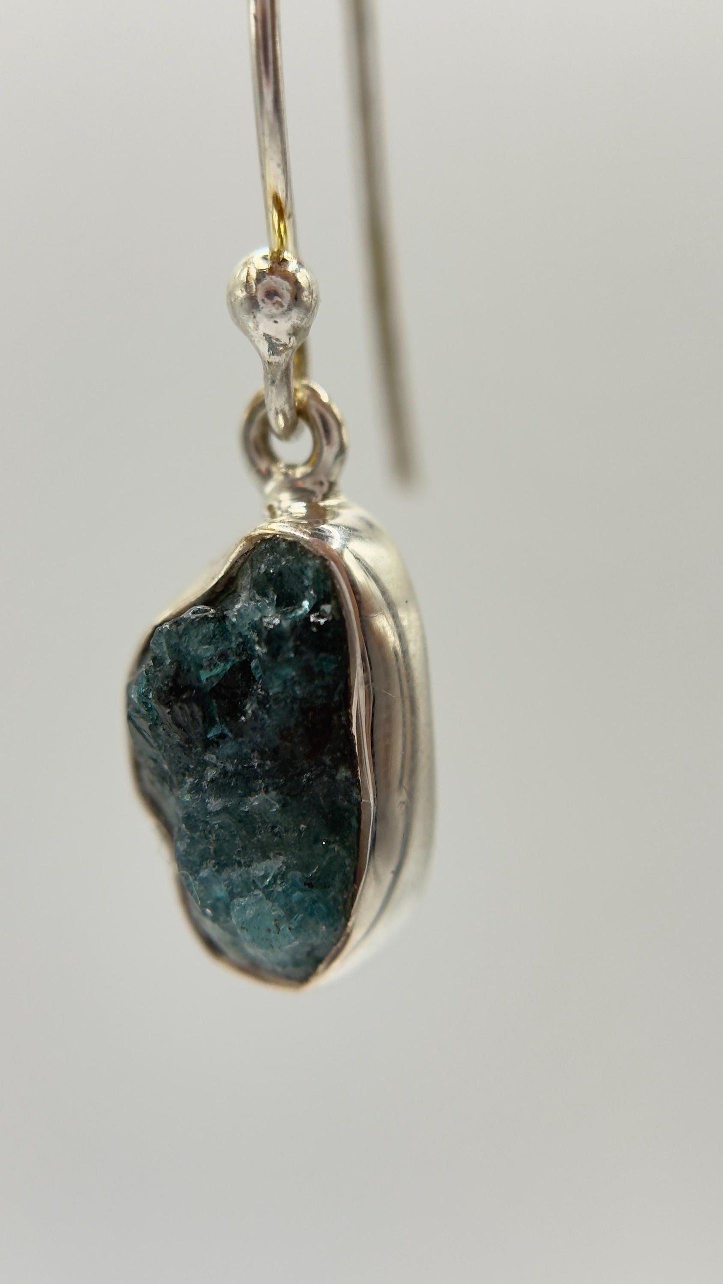 Grandidierite Earrings Blue Green Gemstone Dangle Earrings Raw Stone Silver Jewelry Gift