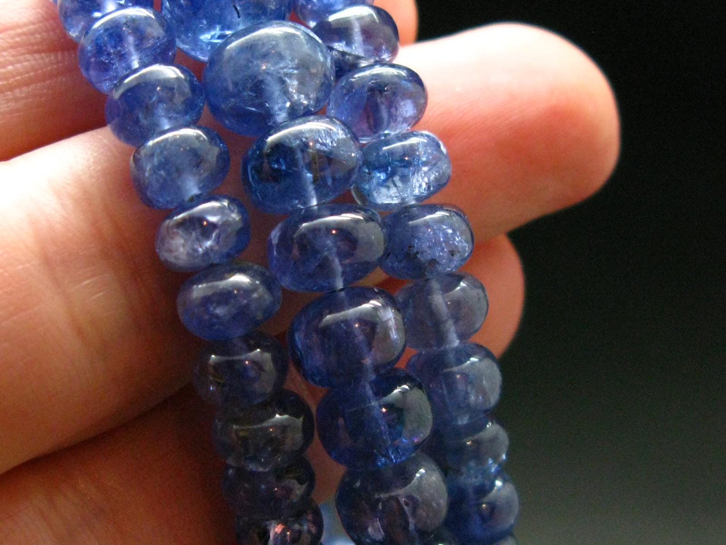 Gem Tanzanite Zoisite Necklace Beads From Tanzania - 19" - 41.12 Grams