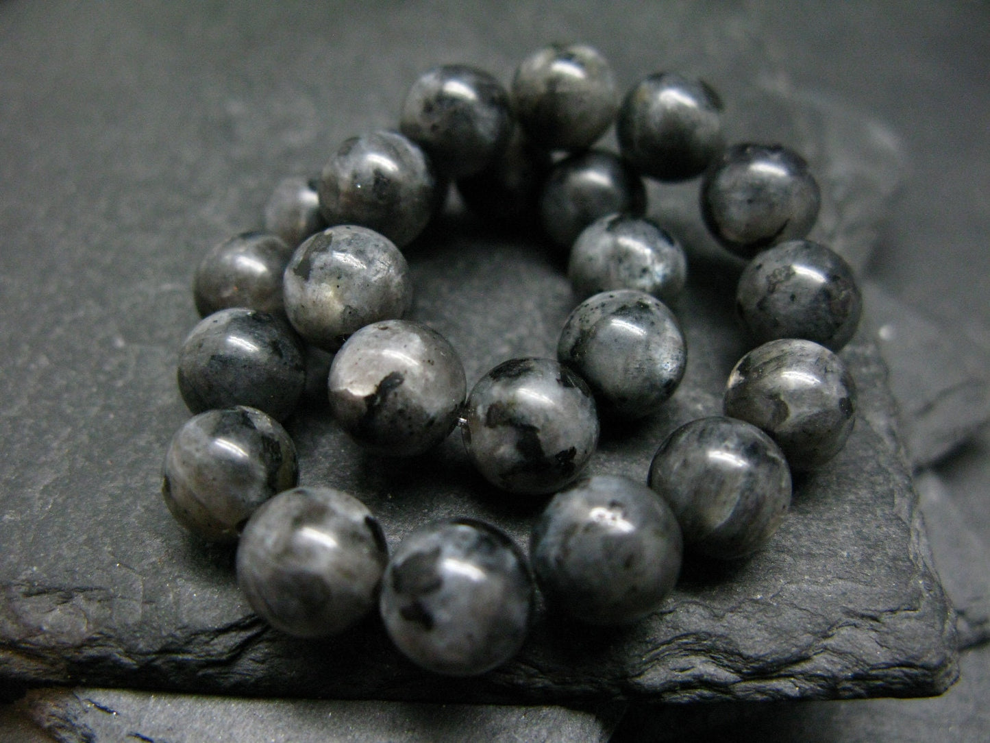 Larvakite Genuine Bracelet ~ 7 Inches ~ 8mm Round Beads