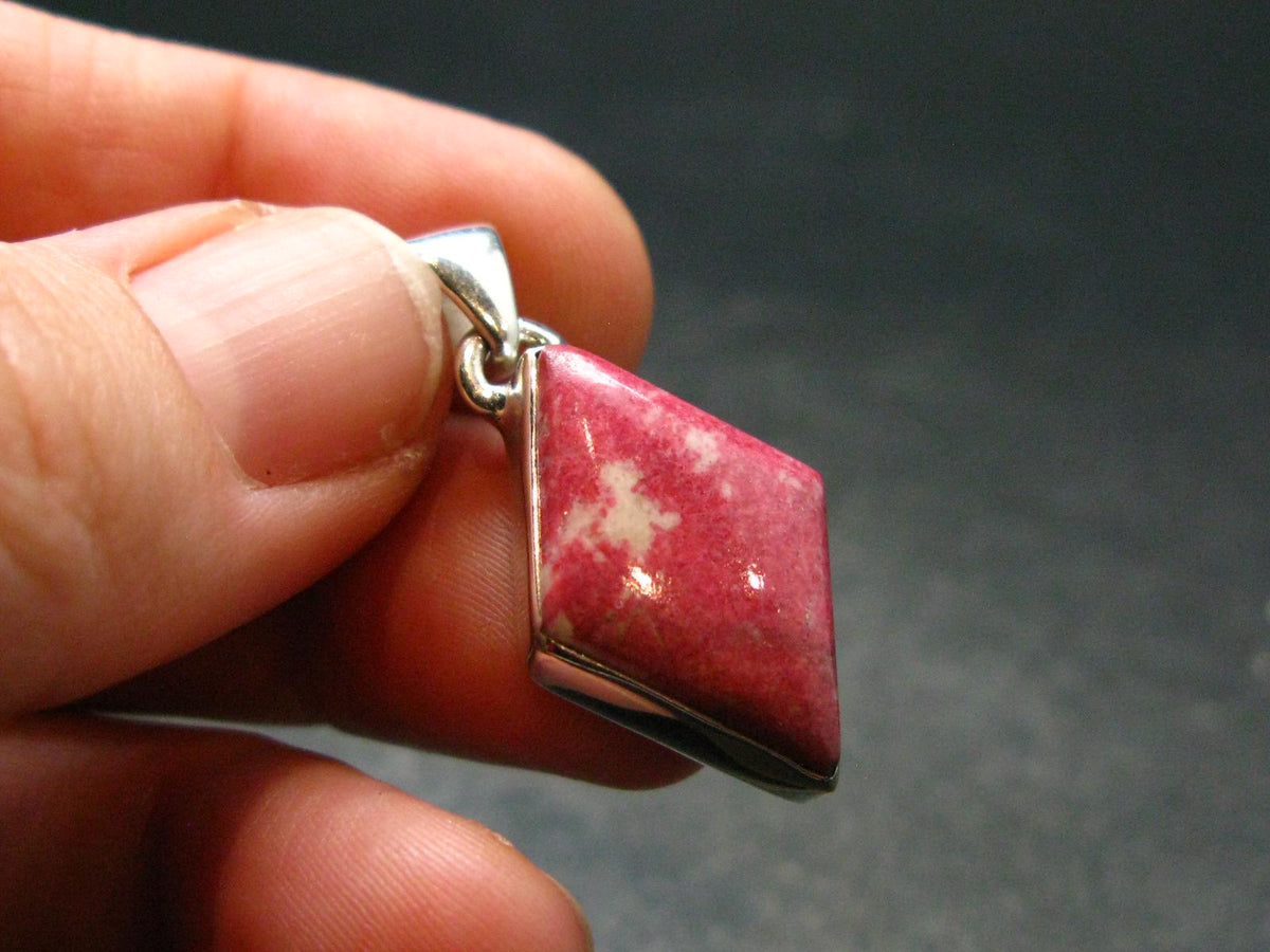 Thulite Silver Pendant From Norway - 1.2"
