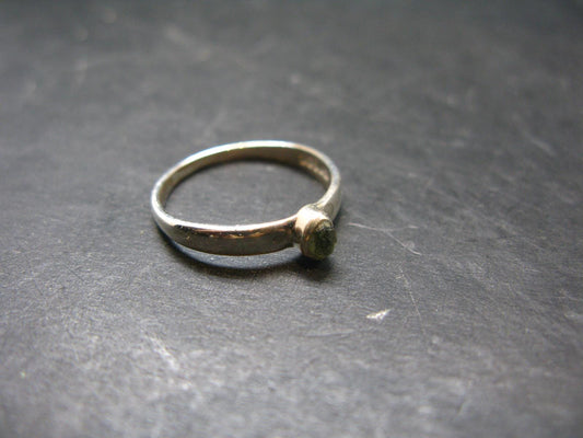 Cute Gem Moldavite Sterling Silver Ring From Czech Republic - Size 8 - 1.3 Grams