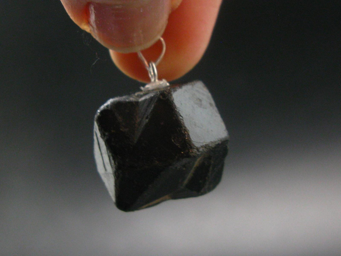 Sharp Black Melanite Andradite Garnet Silver Pendant From Mali - 0.9" - 12.48 Grams