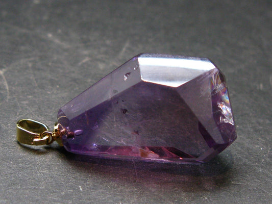 Amethyst Sterling Silver Gold Plated Pendant From Brazil - 1.5" - 10.87 Grams