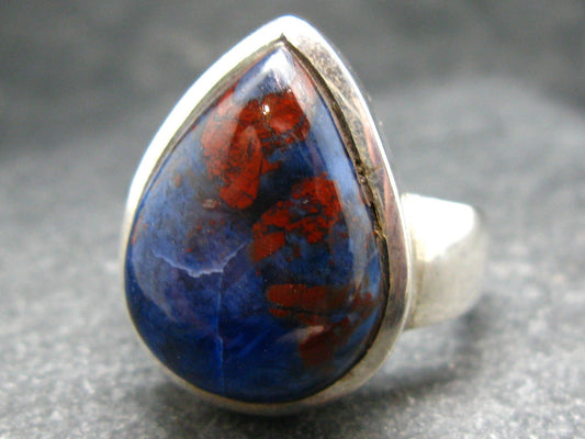 Large Pear shaped Cabochon Brownish Red Bustamite Silver 925 Ring from South Africa - Size 9
