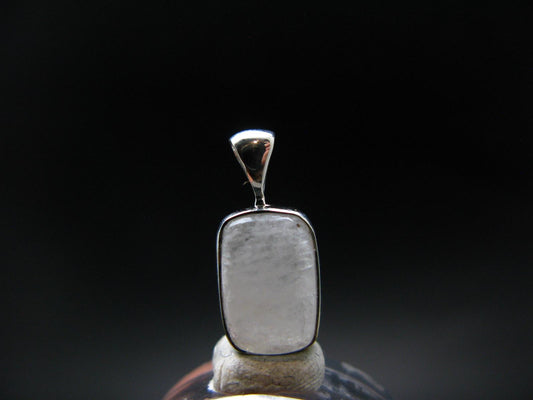 Raw Rare Natrolite Crystal Silver Pendant From Russia - 0.7" - 1.58 Grams