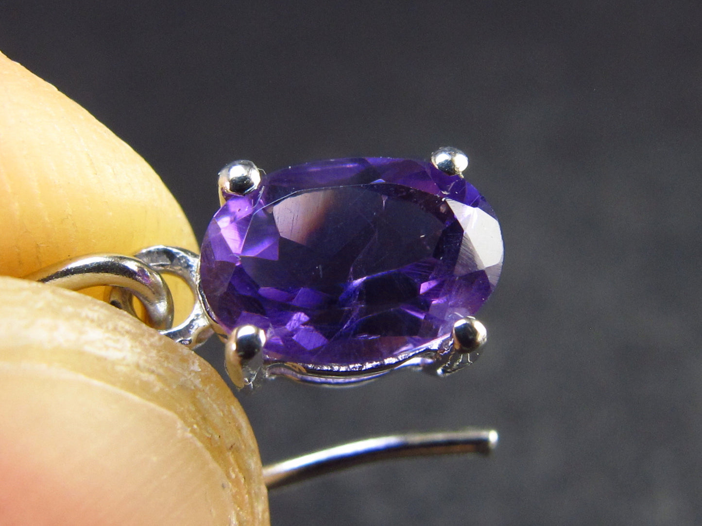 Orchid St. Valentine Gem!! Oval Shaped Faceted Natural Amethyst 925 Sterling Silver Drop Earrings - 0.8" - 1.3 Grams