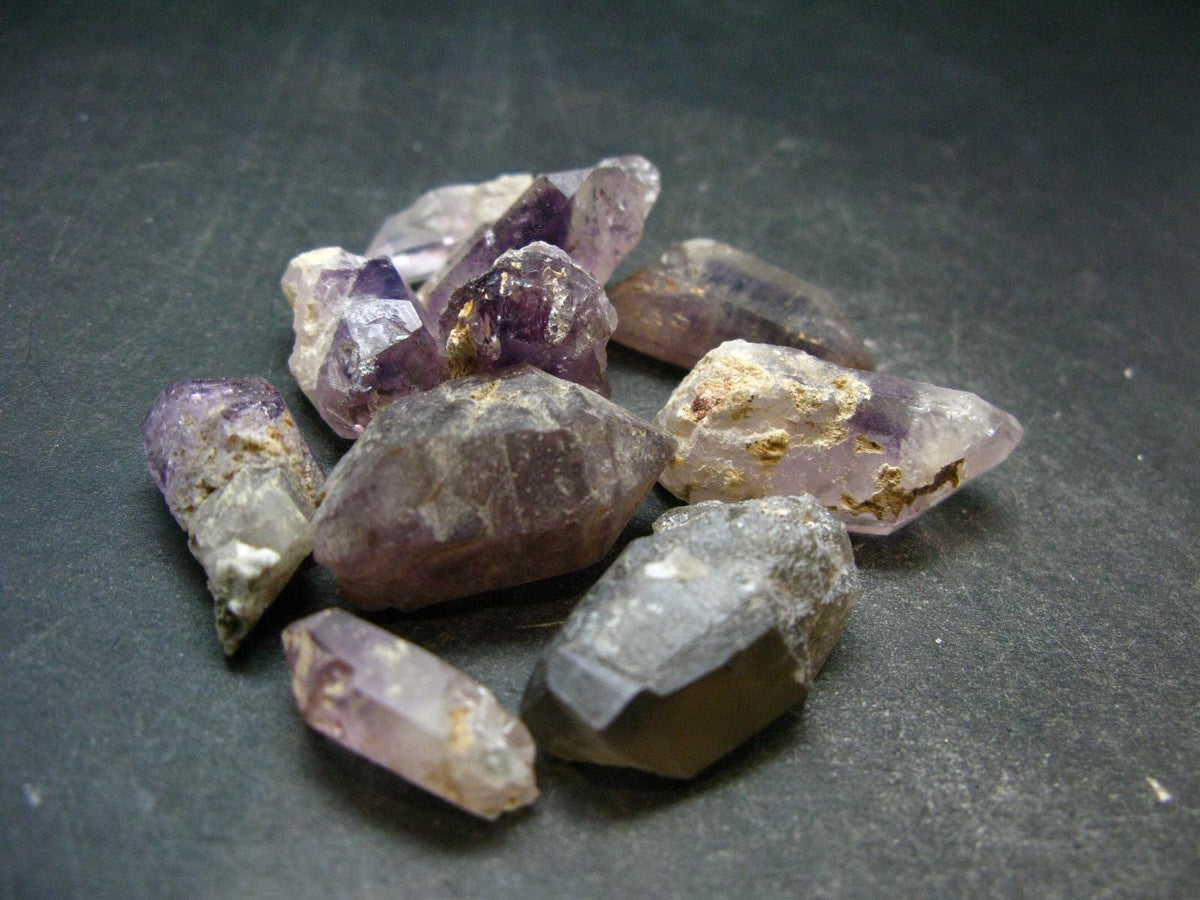 Lot Of 10 Rare Brandenberg Brandberg Amethyst Quartz Crystals From Namibia - 49.08 Grams