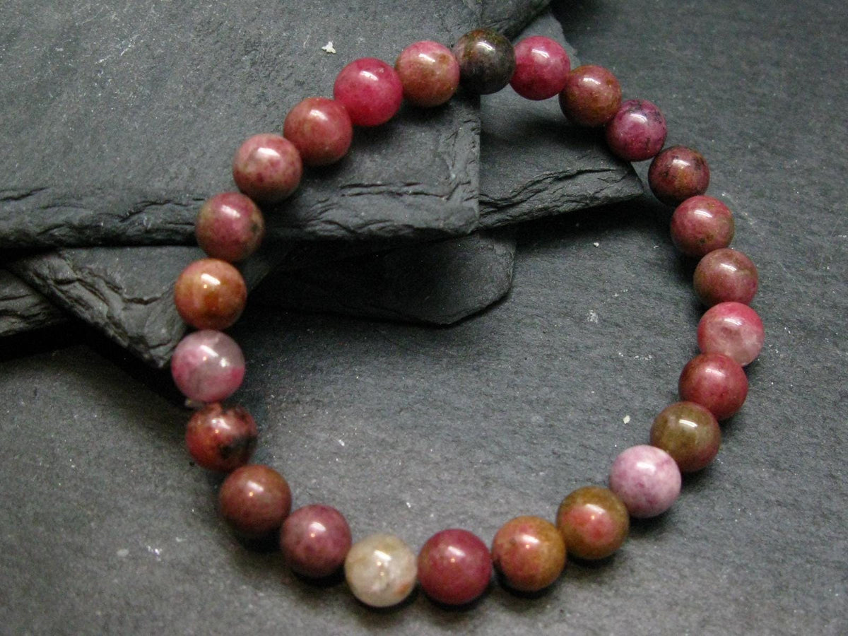 Rhodonite Genuine Bracelet ~ 7 Inches ~ 8mm Round Beads