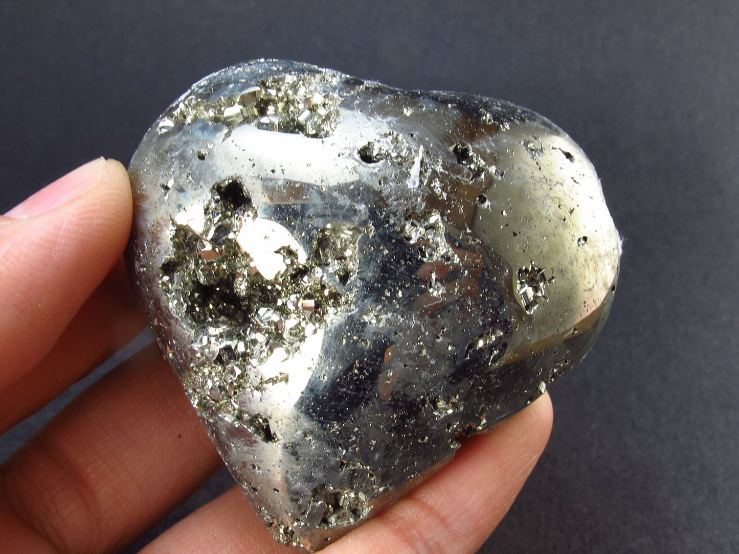 Pyrite Crystallized Carved Heart From Peru - 2.1" - 129.8 Grams