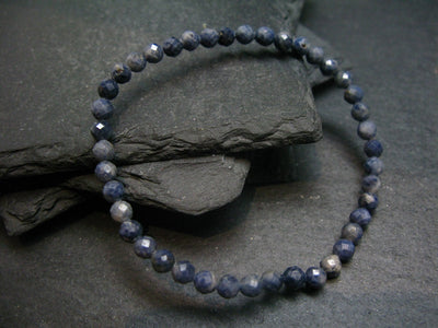 Blue Sapphire Genuine Bracelet ~ 7 Inches ~ 4mm Round Facetted Beads