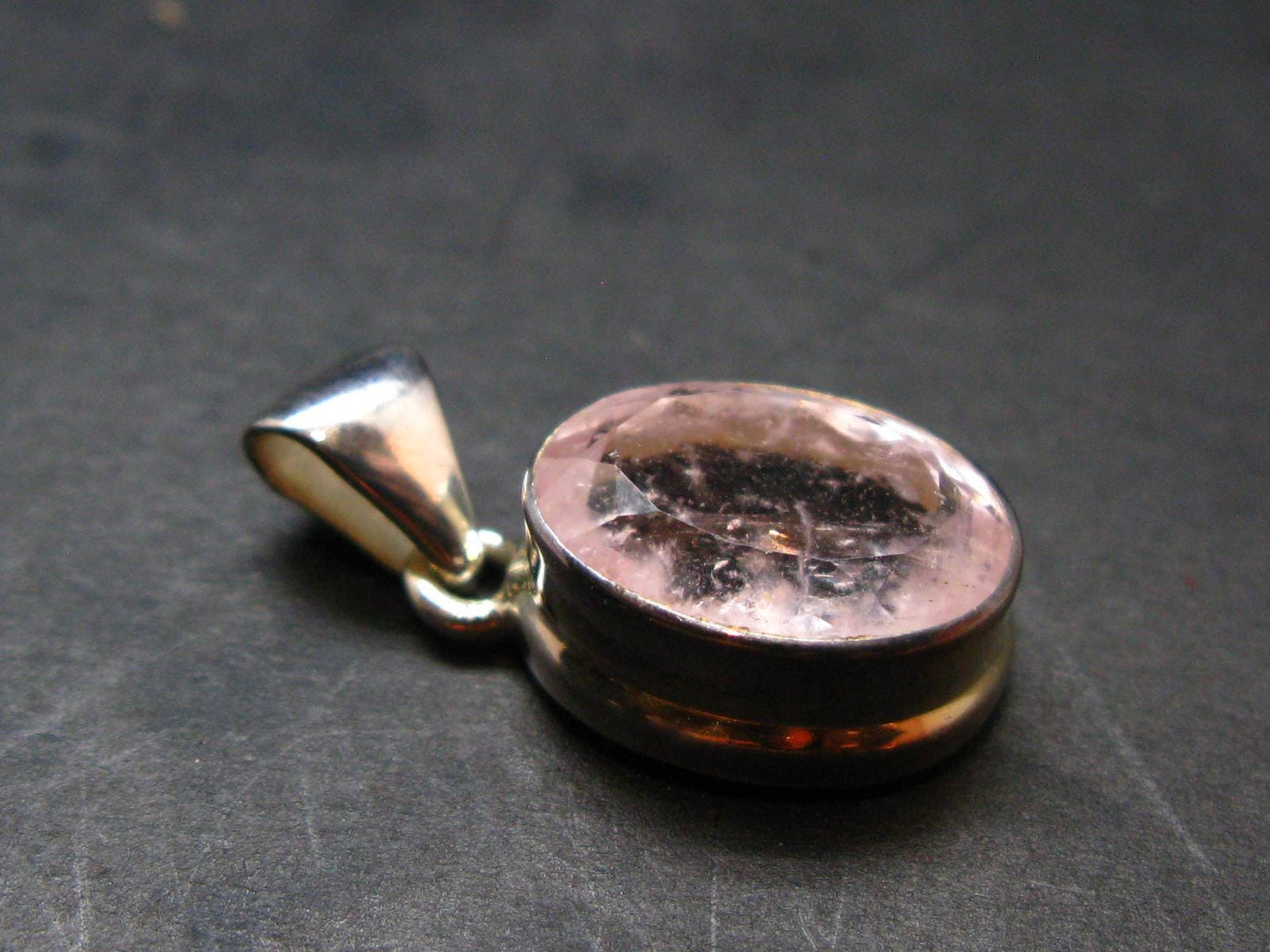 Pink Beryl!! Amazing Natural Facetted Morganite Silver Pendant From Brazil - 0.9" - 3.49 Grams
