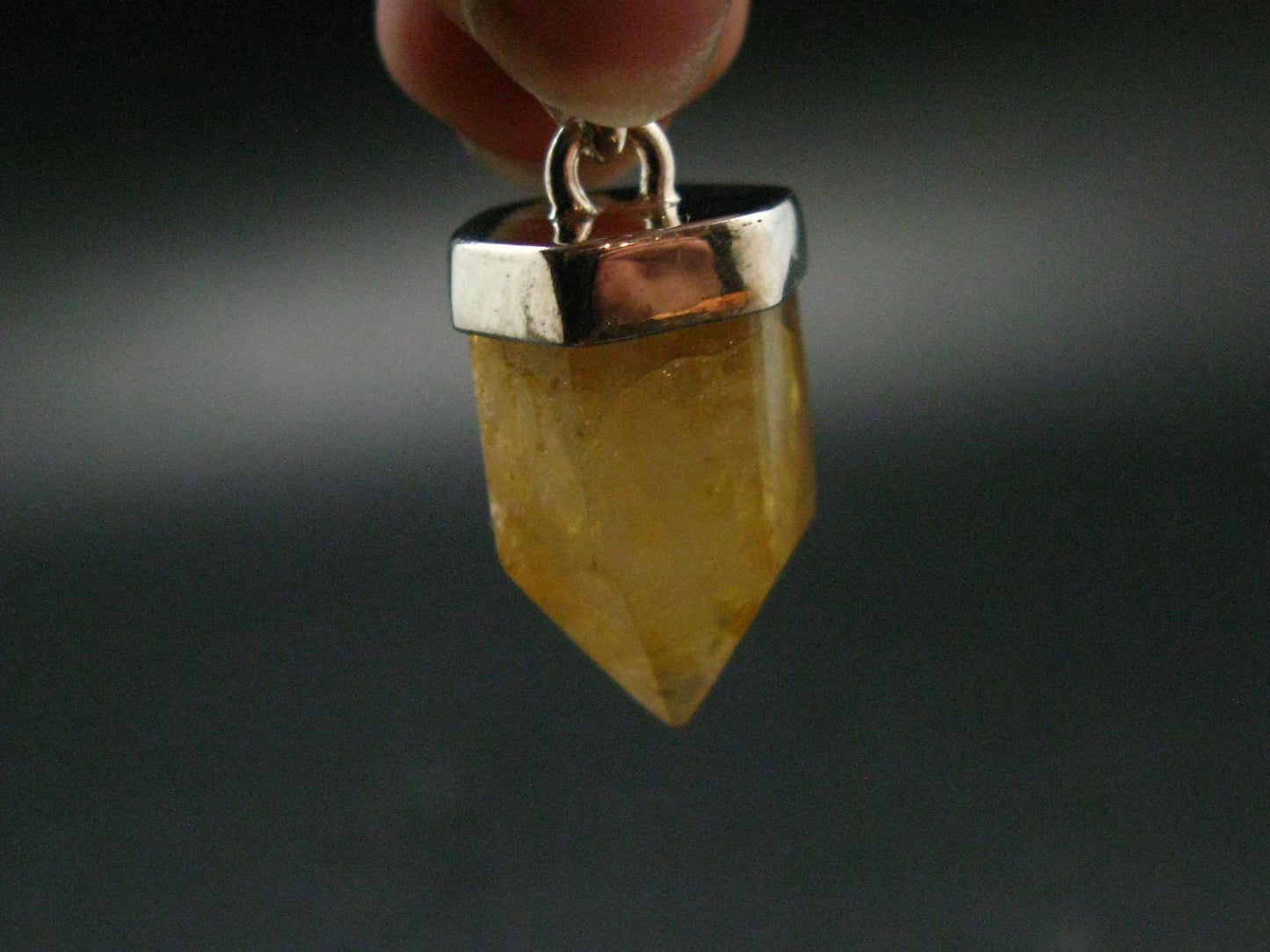 Yellow Citrine Sterling Silver Pendant from Brazil - 1.3" - 6.78 Grams