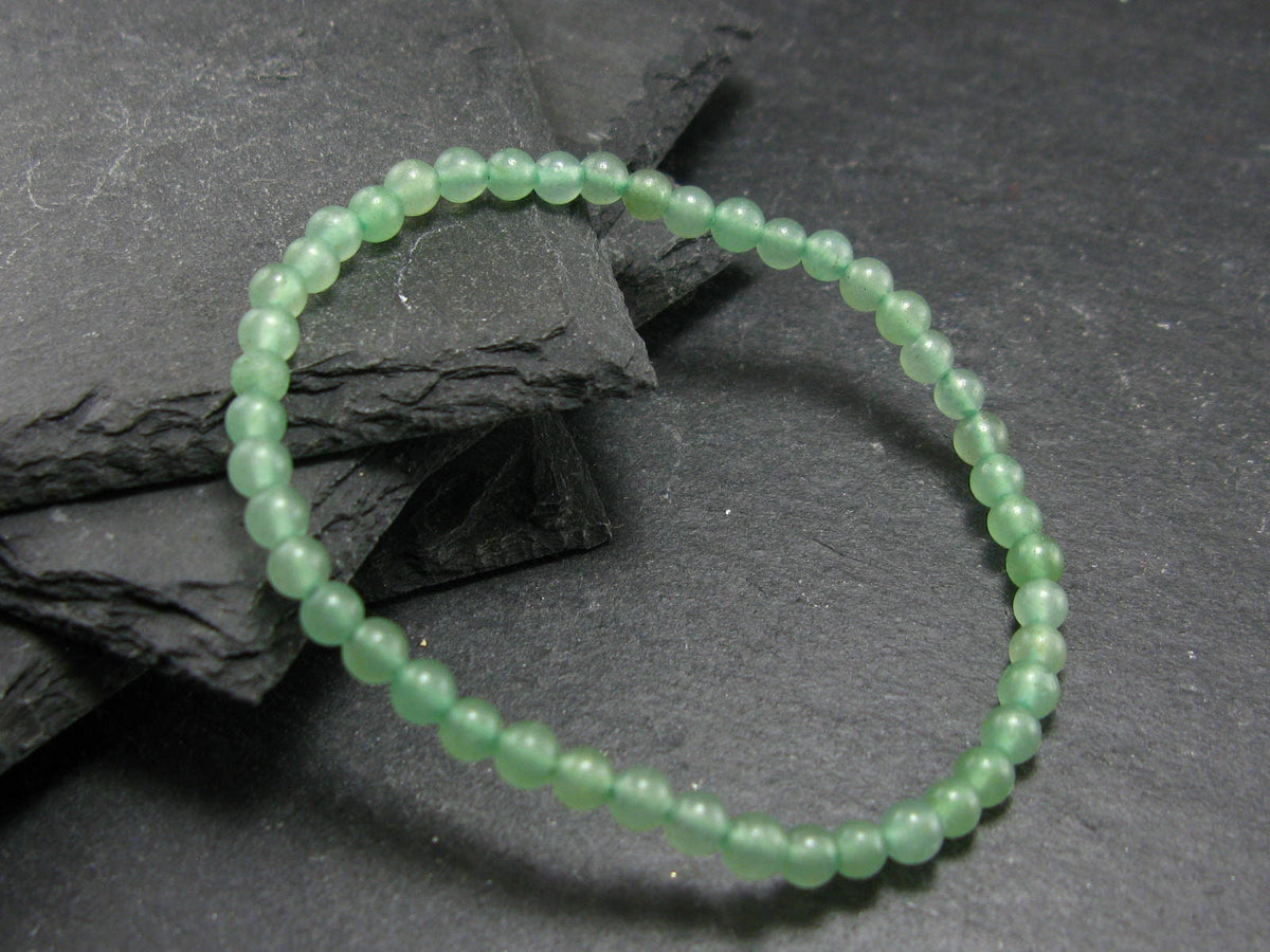 Green Aventurine Genuine Bracelet ~ 7 Inches ~ 4mm Round Beads