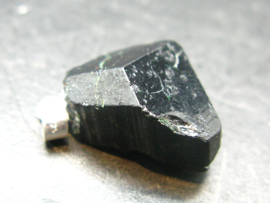 Rare Usambara Chrome Tourmaline Crystal Silver Pendant From Tanzania - 0.9" - 3.07 Grams