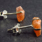 Natural Raw Shiny Sunstone Studs Earrings In Sterling Silver - 0.6"