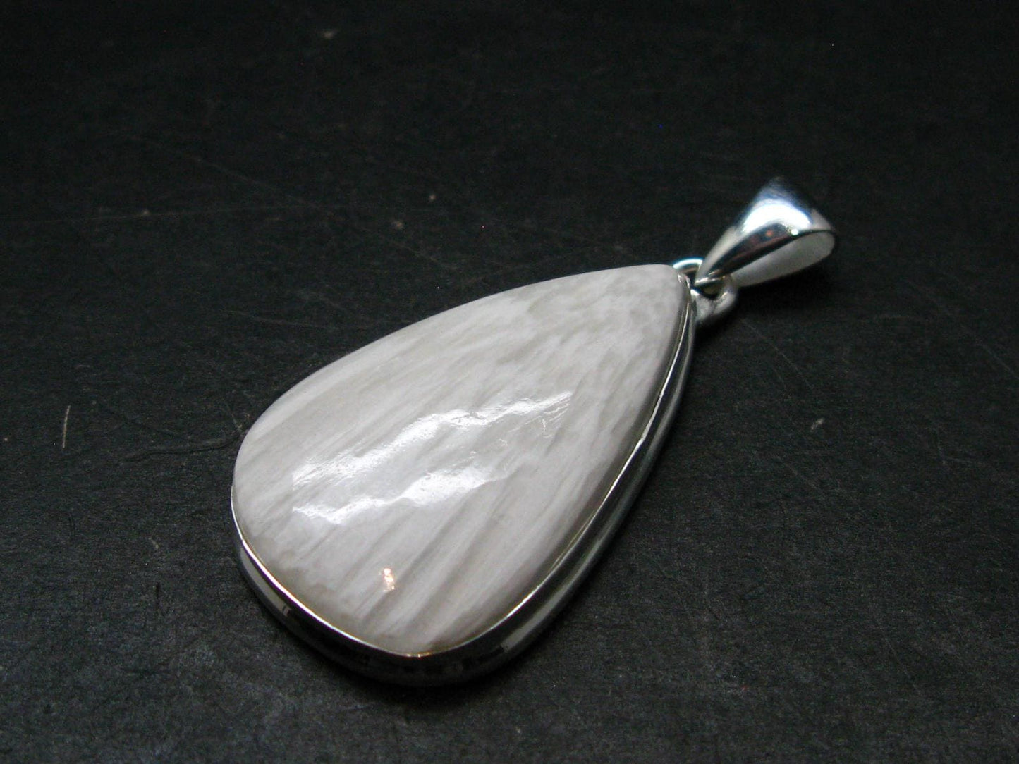 Scolecite Silver Plated Pendant From India - 1.6" - 6.56 Grams