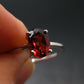 Natural Round Faceted Red Garnet Sterling Silver Ring - Size 6.25 - 1.07 Grams