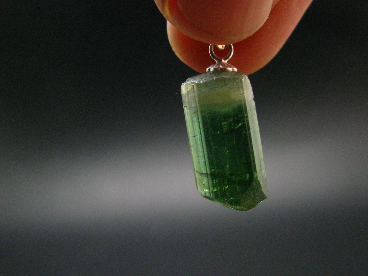 Gem Watermelon Tourmaline Crystal Silver Pendant From Brazil - 0.9" - 2.38 Grams