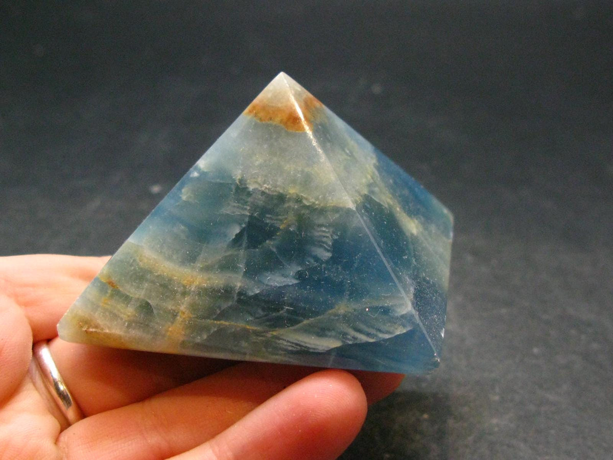 Lemurian Aquatine Blue Calcite Pyramid - 2.2" - 136.56 Grams