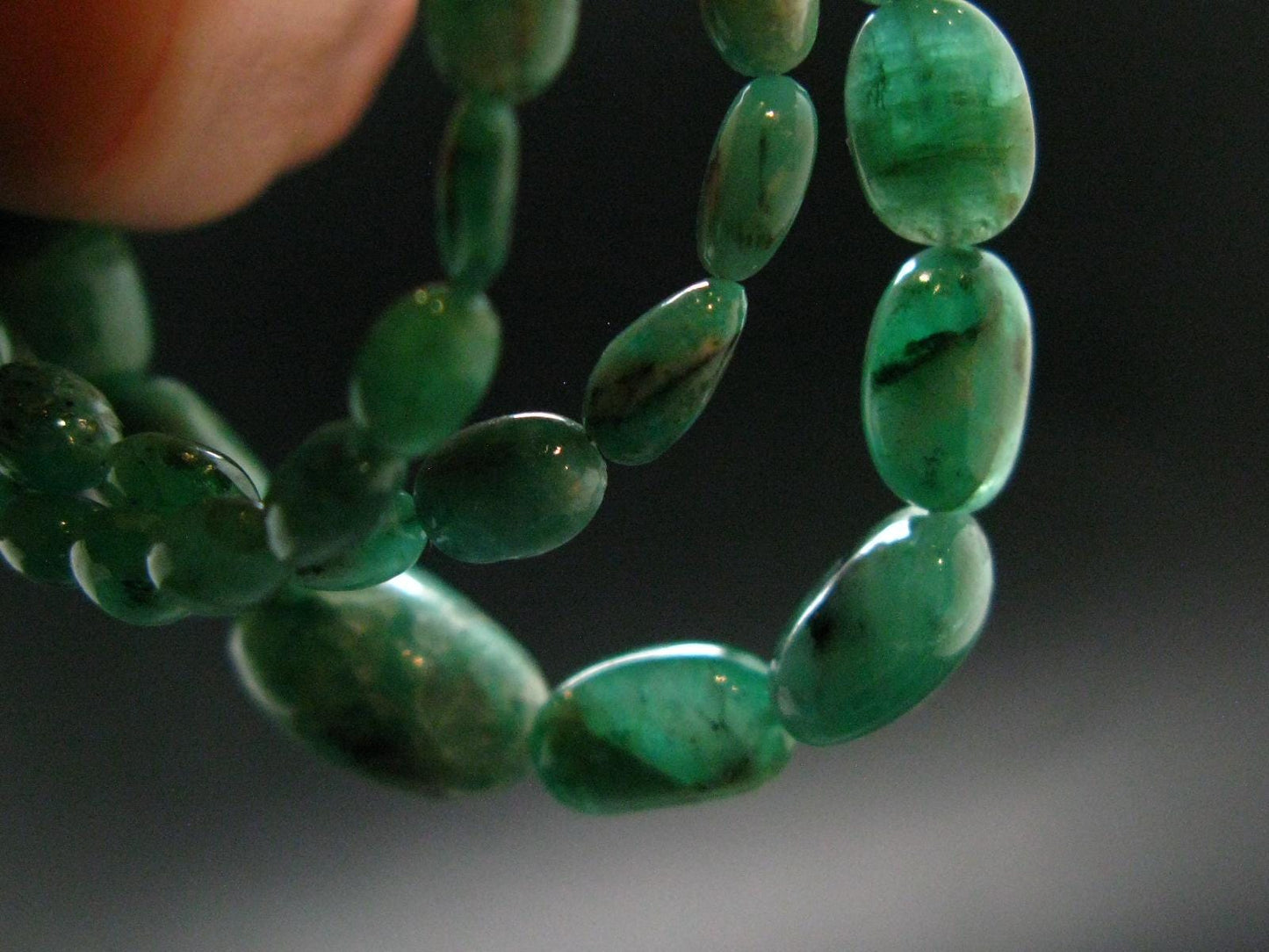 Emerald Tumbled Beads Necklace From Colombia - 16" - 16.28 Grams