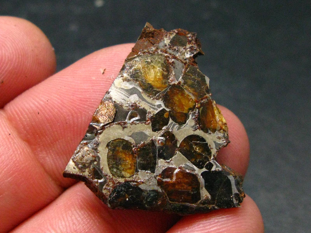 Large Sericho Meteorite Pallasite Olivine Slice From Kenya - 1.5" - 4.48 Grams