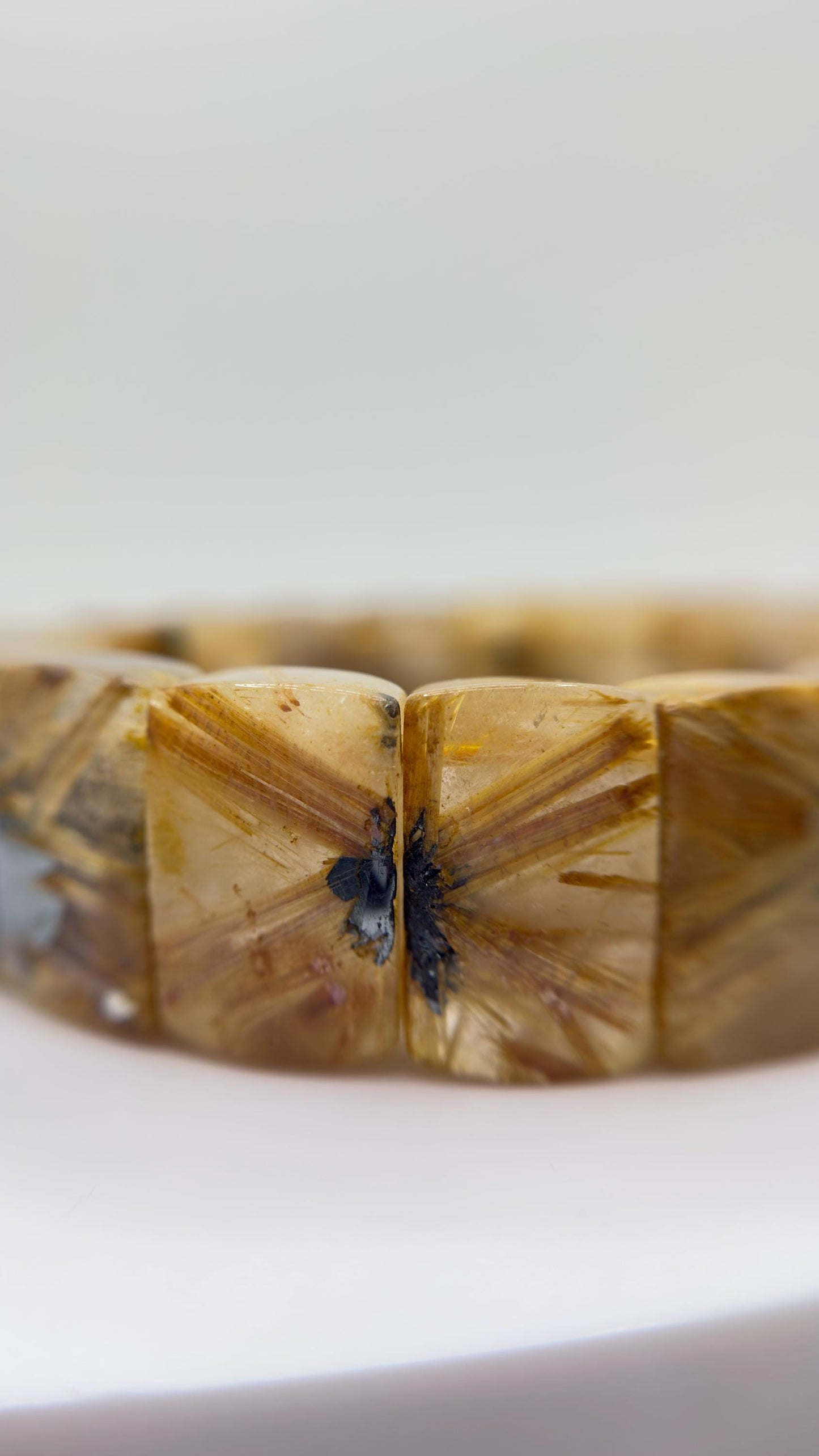 Golden Rutilated Quartz Tile Bracelet – Natural Crystal Statement Jewelry