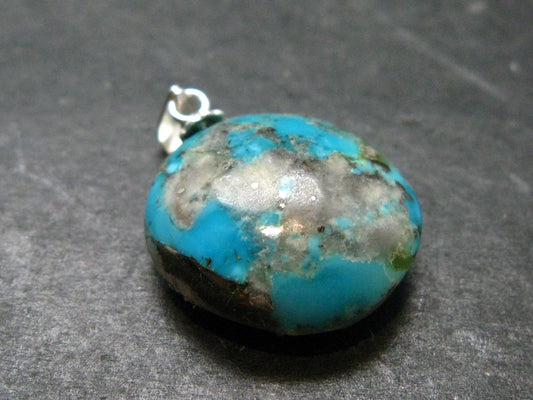 Genuine Turquoise Silver Pendant From Sleeping Beauty Arizona - 1.0" - 3.54 Grams