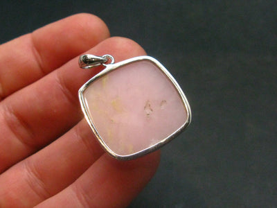 Pink Opal Sterling Silver Pendant From Peru - 1.2"