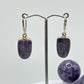 Charoite & Sterling Silver Oval Drop Earrings - 9.68 Grams