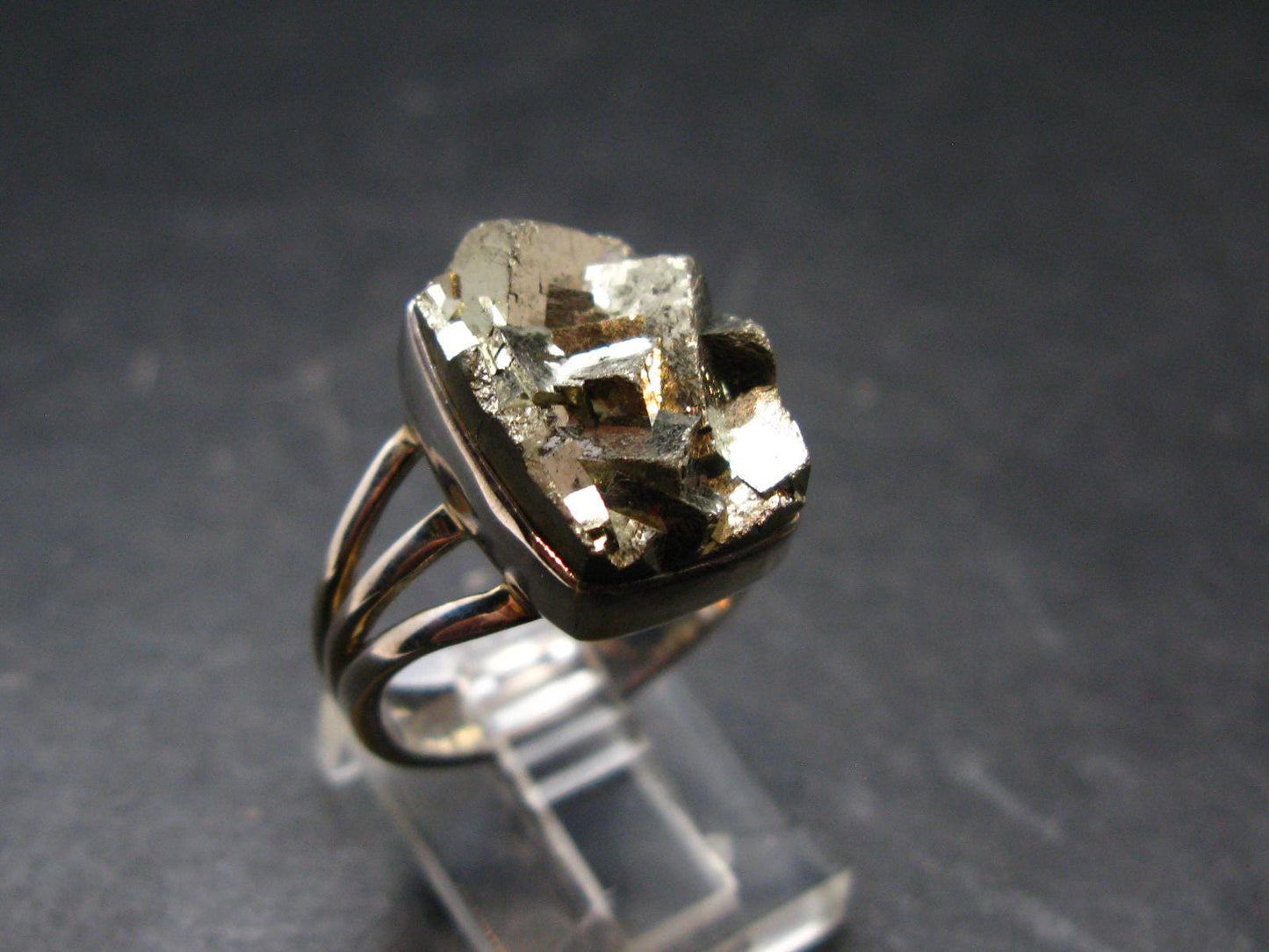 Large Raw Pyrite Silver Ring From Peru - 7.33 Grams - Size 8