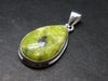 Unique Lizardite Serpentine Silver Plated Pendant from Norway - 1.5" - 4.98 Grams