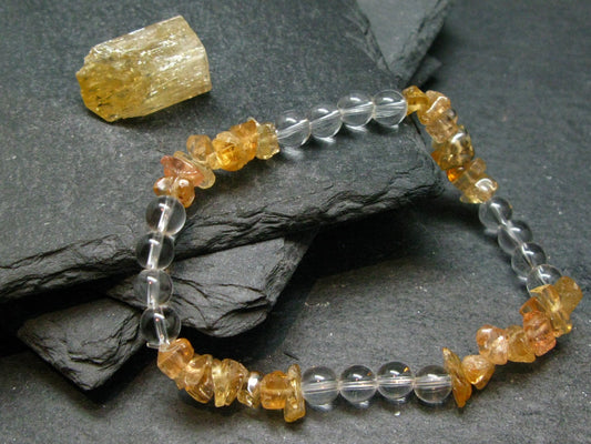 Imperial Topaz & Quartz Genuine Bracelet ~ 7 Inches ~ 8mm Tumbled Beads