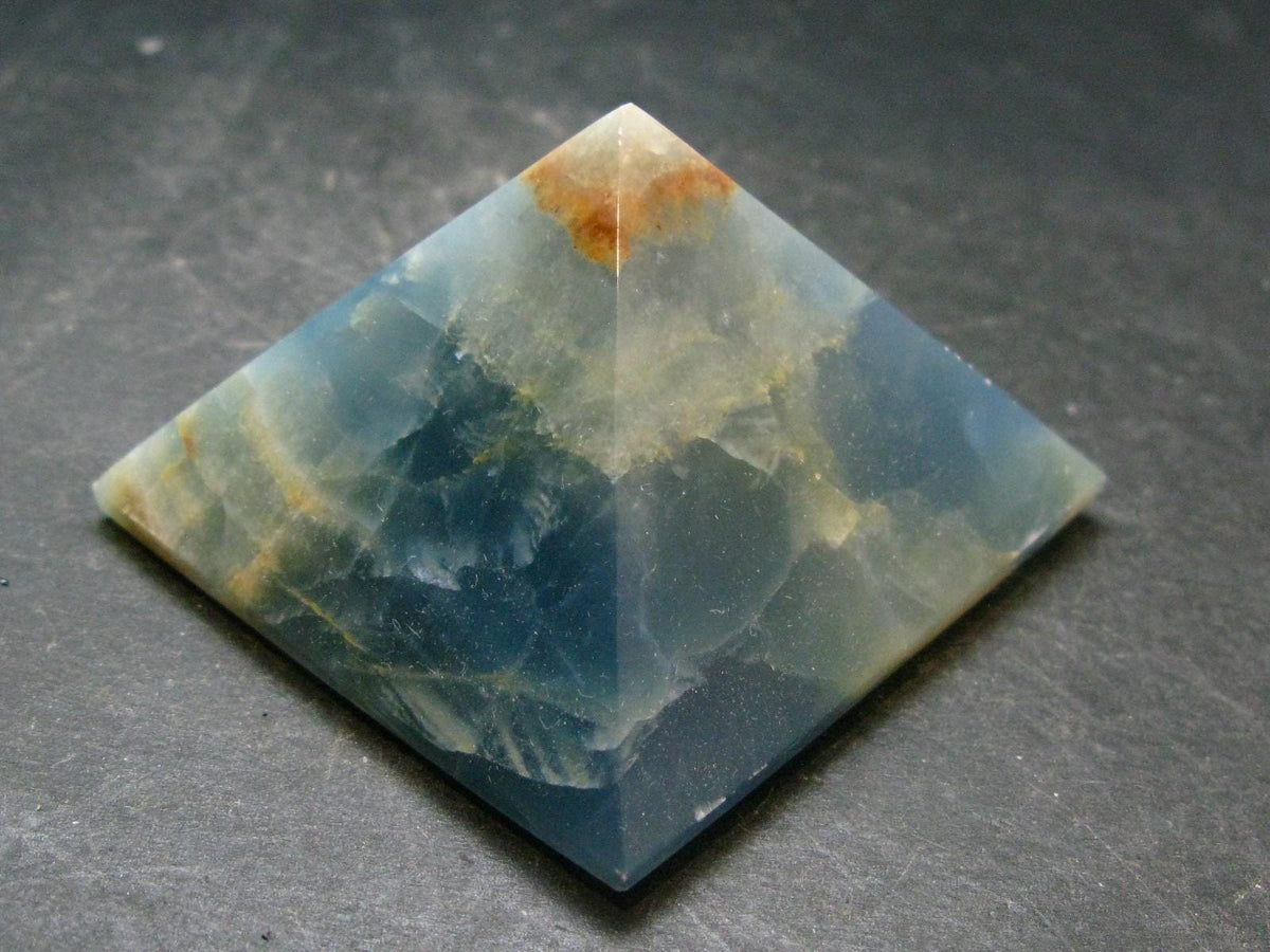 Lemurian Aquatine Blue Calcite Pyramid - 2.2" - 136.56 Grams