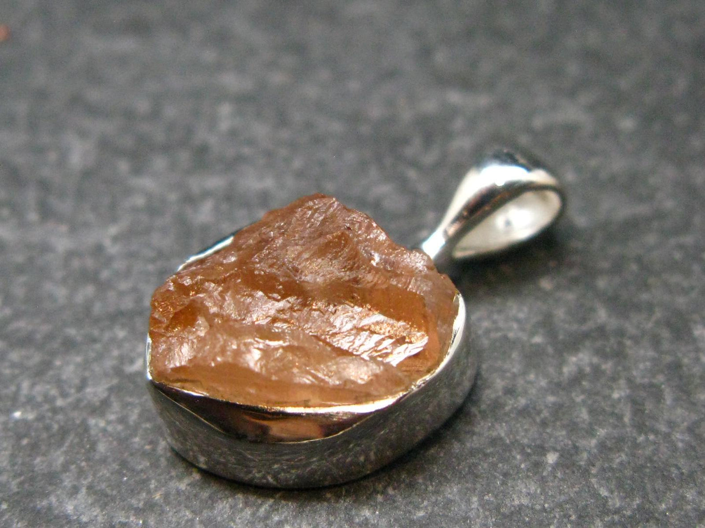 Gem Hessonite Garnet Crystal Silver Pendant from Canada - 0.6" - 1.45 Grams